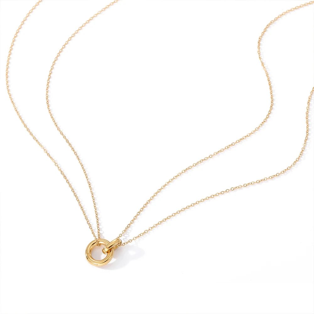 Dainty Circular Layered Love Necklace - Veinci