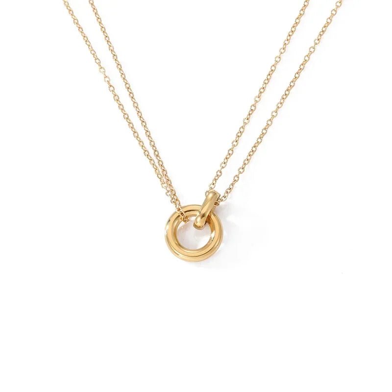 Dainty Circular Layered Love Necklace - Veinci