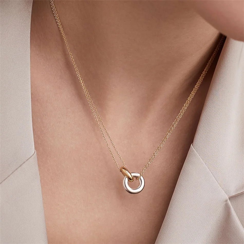 Dainty Circular Layered Love Necklace - Veinci