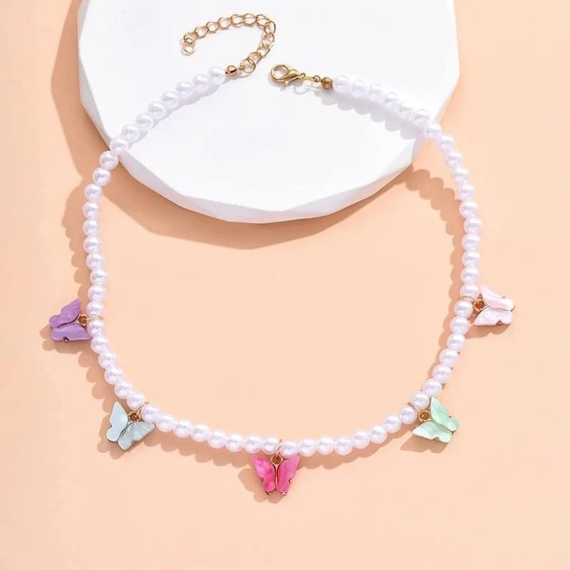 Dainty Colorful Butterfly Choker Necklace - Veinci