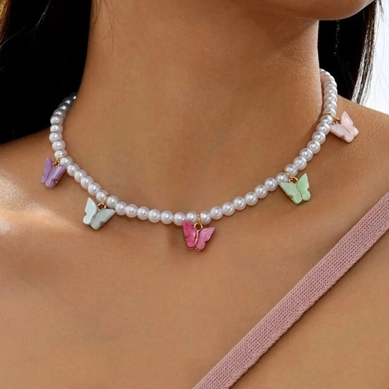 Dainty Colorful Butterfly Choker Necklace - Veinci