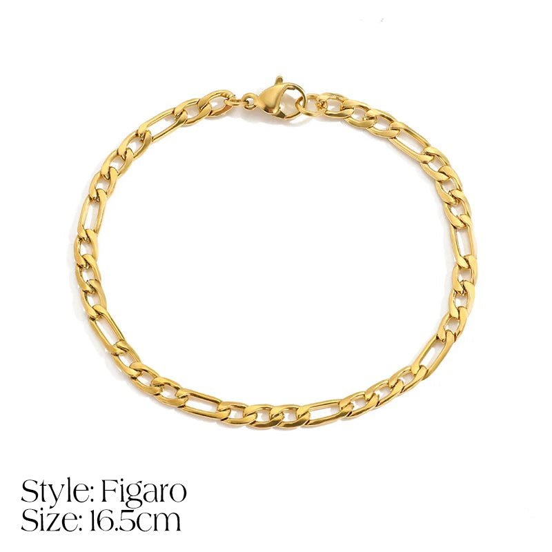 Dainty Cuban Figaro Chain Letter Initial Bracelet - Veinci