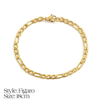 Dainty Cuban Figaro Chain Letter Initial Bracelet - Veinci