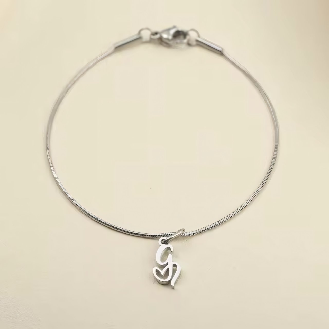 Dainty Cursive Heart Letter Initial Chain Bracelet - Veinci