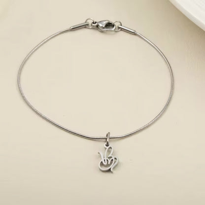 Dainty Cursive Heart Letter Initial Chain Bracelet - Veinci