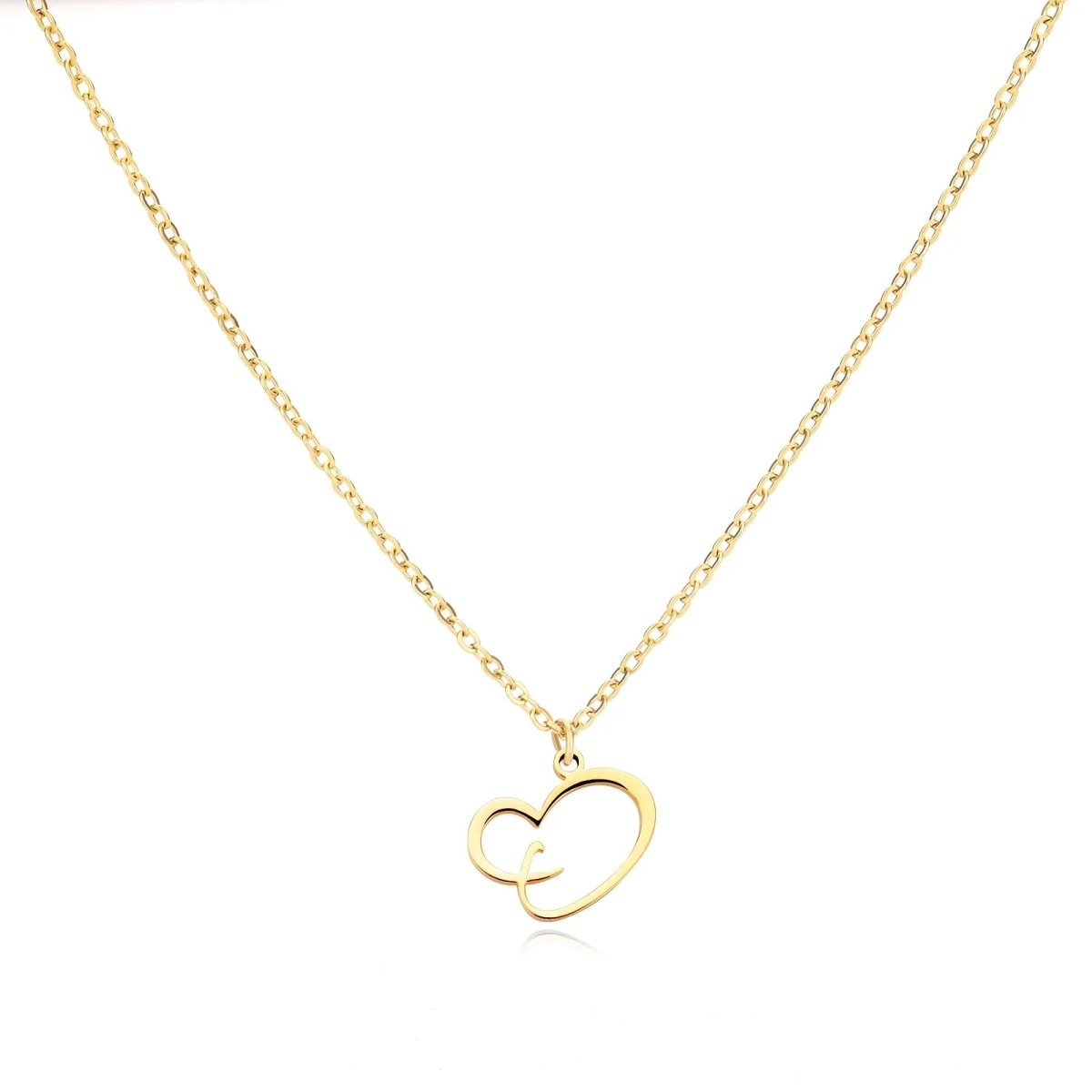 Dainty Custom Letter Heart Necklace - Veinci