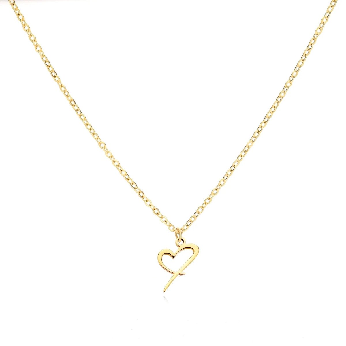 Dainty Custom Letter Heart Necklace - Veinci