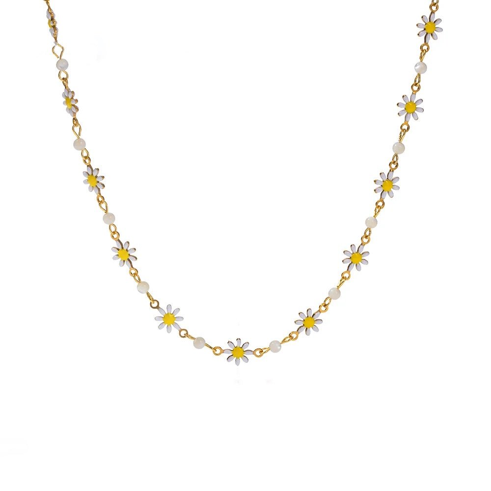 Dainty Daisy Floral Bracelet Necklace and Earrings Set - Veinci