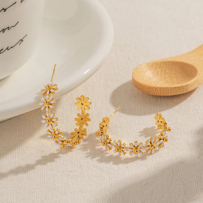 Dainty Daisy Floral Bracelet Necklace and Earrings Set - Veinci