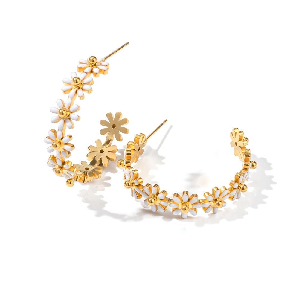 Dainty Daisy Floral Bracelet Necklace and Earrings Set - Veinci