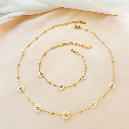 Dainty Daisy Necklace & Bracelets - Veinci