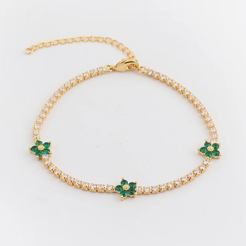 Dainty Diamond Floral Bracelets and Earrings - Veinci