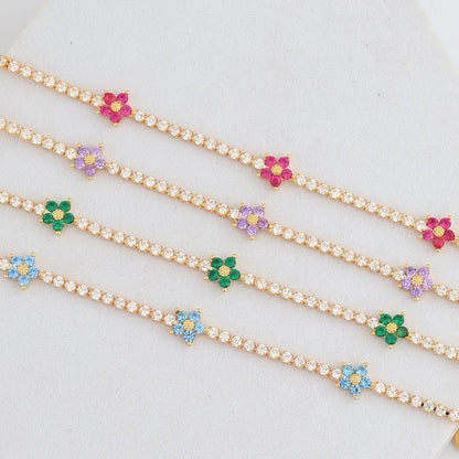 Dainty Diamond Floral Bracelets and Earrings - Veinci