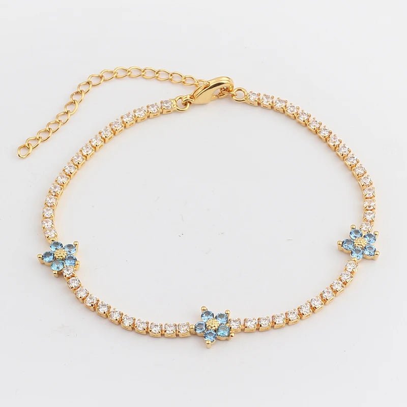 Dainty Diamond Floral Bracelets and Earrings - Veinci