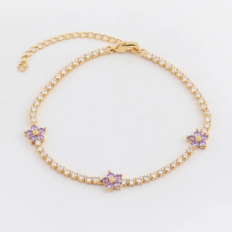 Dainty Diamond Floral Bracelets and Earrings - Veinci