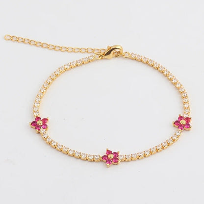 Dainty Diamond Floral Bracelets and Earrings - Veinci