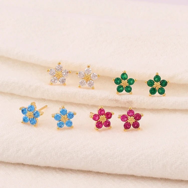 Dainty Diamond Floral Bracelets and Earrings - Veinci