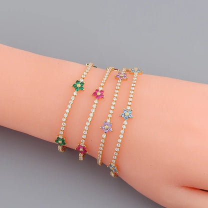 Dainty Diamond Floral Bracelets and Earrings - Veinci