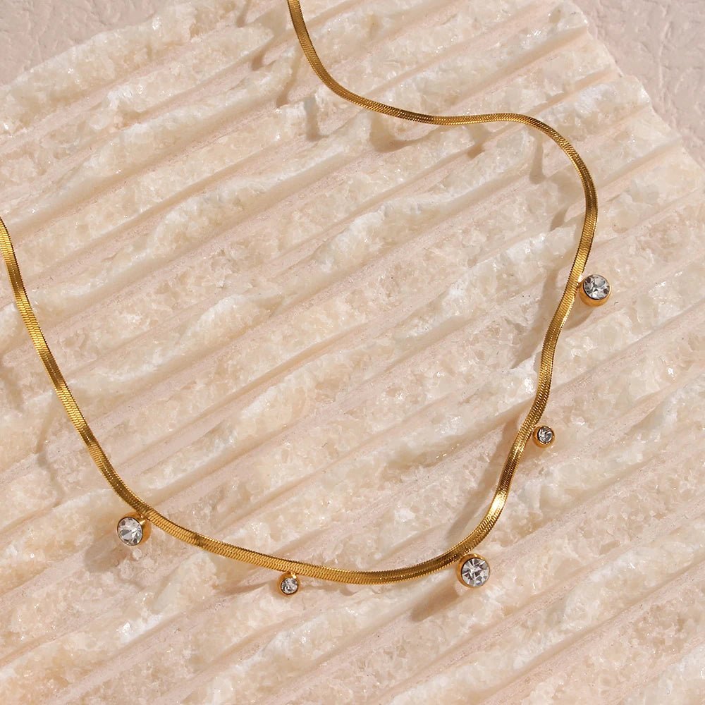 Dainty Diamond Herringbone Choker Necklace - Veinci