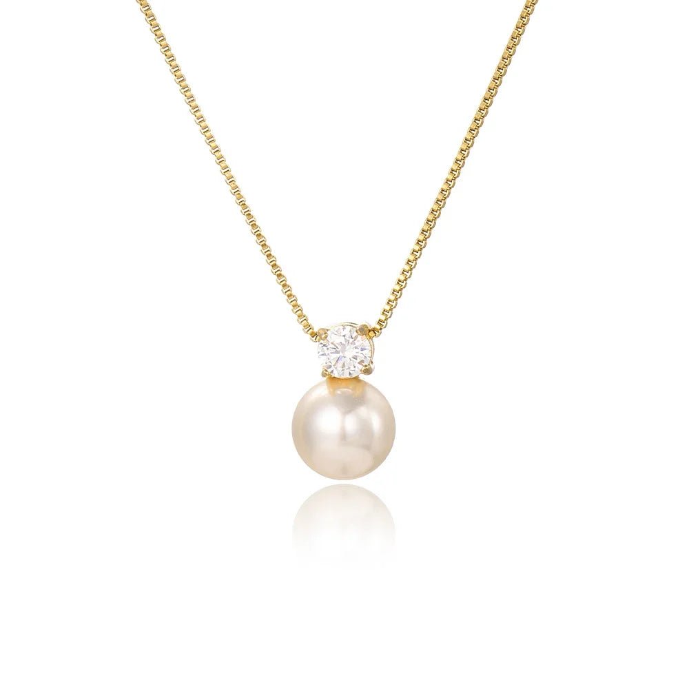 Dainty Diamond Pearl Necklace - Veinci