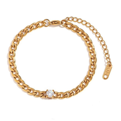 Dainty Diamond Set Gold Cuban Bracelets - Veinci