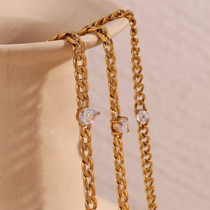 Dainty Diamond Set Gold Cuban Bracelets - Veinci