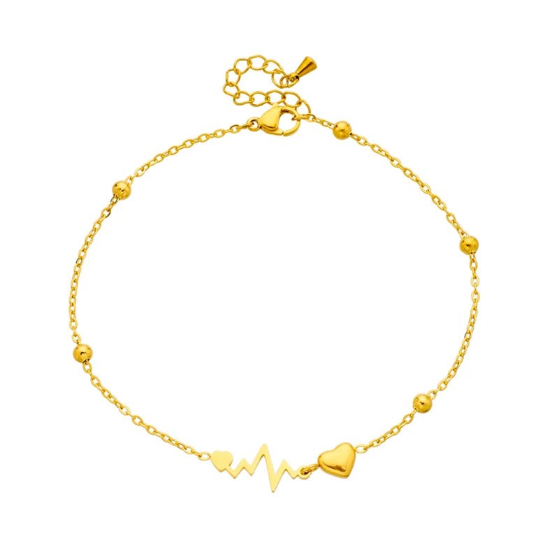 Dainty EKG Heart Anklet - Veinci