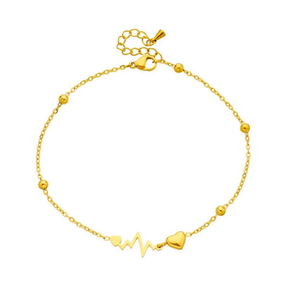 Dainty EKG Heart Anklet - Veinci