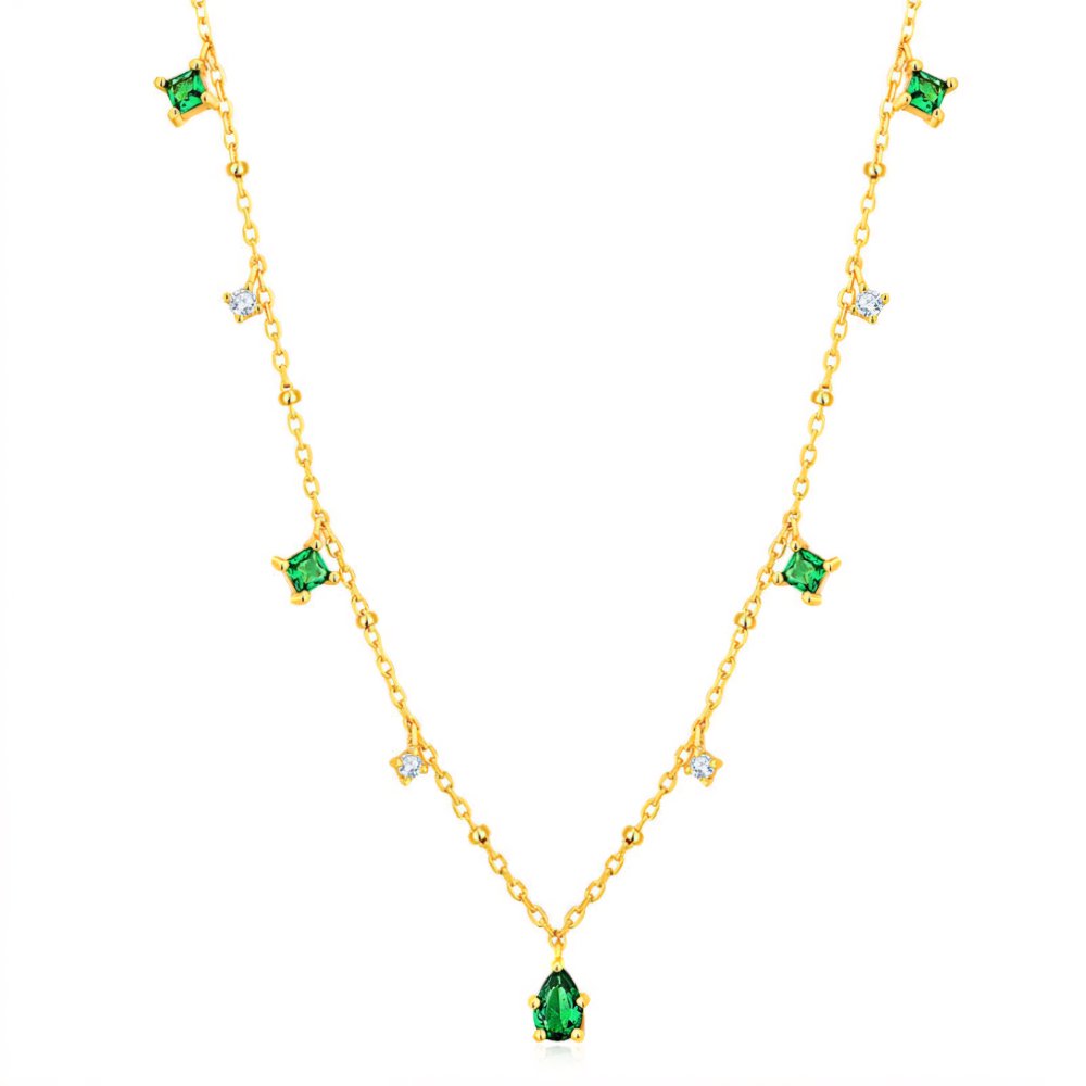 Dainty Emerald Aurora Necklace - Veinci