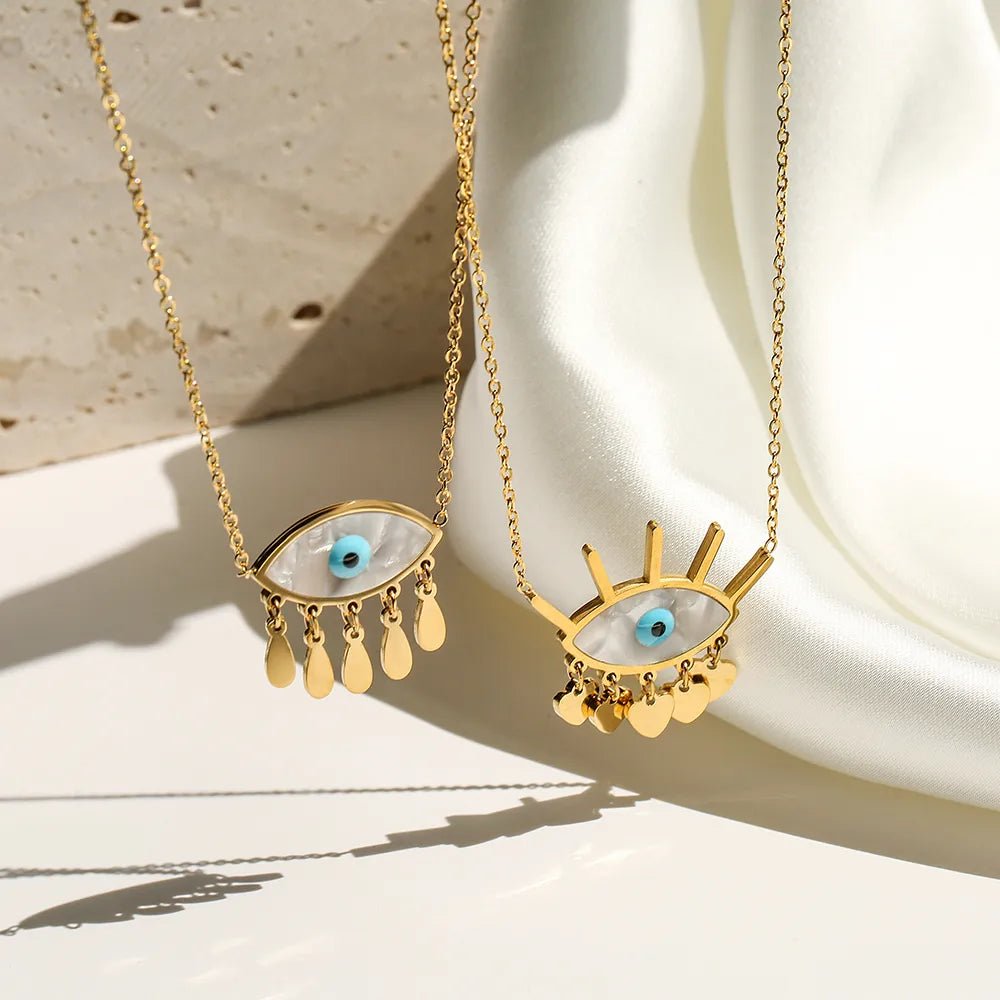 Dainty Evil Eye Dangle Necklaces - Veinci