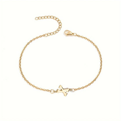 Dainty Feminine Letter Initial Chain Bracelet - Veinci