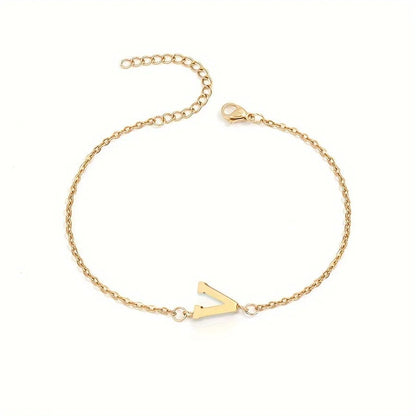 Dainty Feminine Letter Initial Chain Bracelet - Veinci