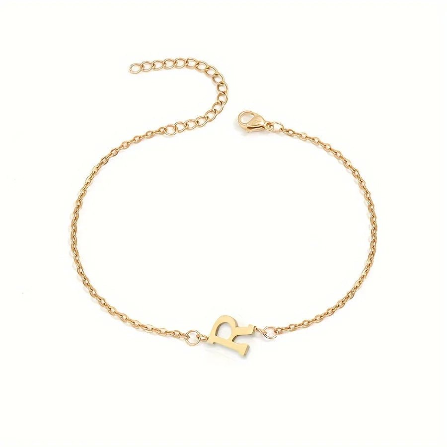 Dainty Feminine Letter Initial Chain Bracelet - Veinci