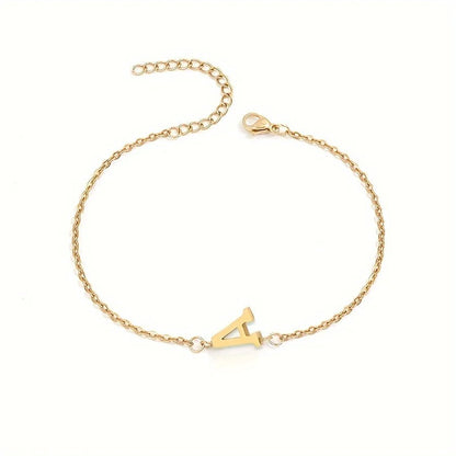 Dainty Feminine Letter Initial Chain Bracelet - Veinci