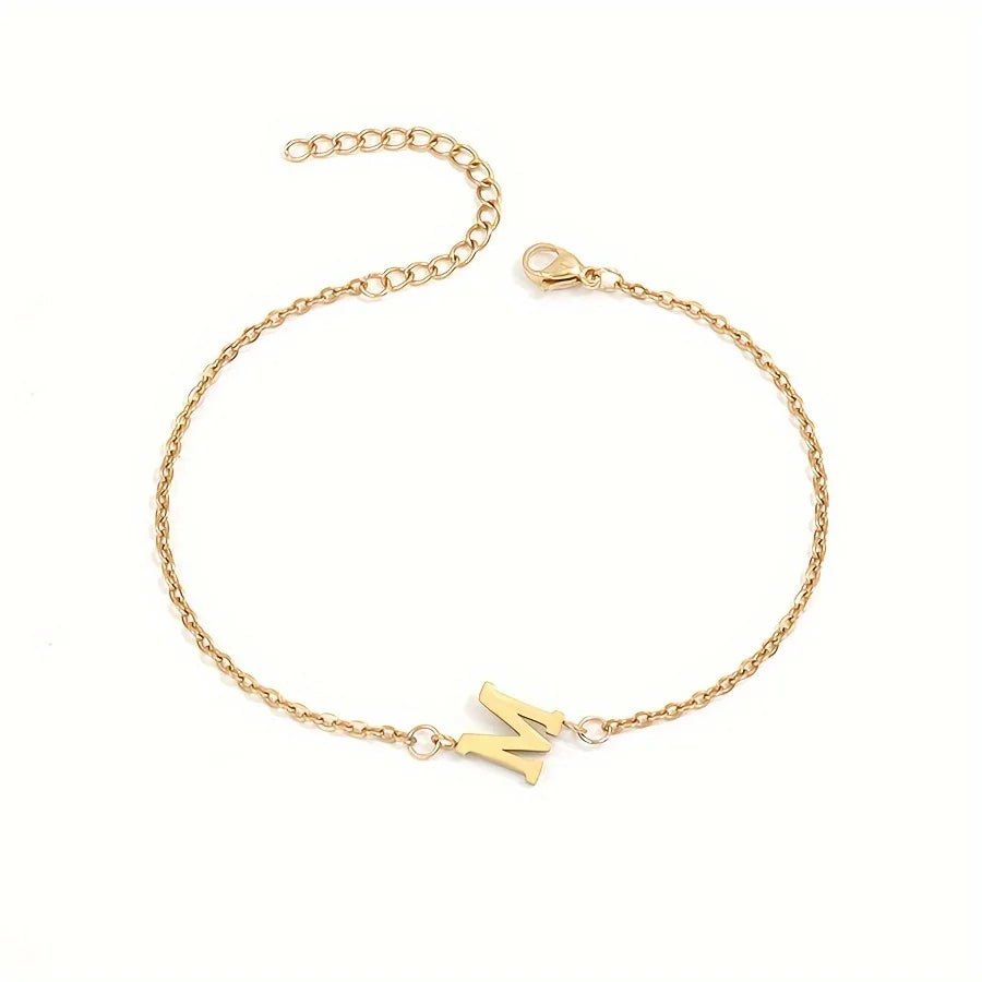 Dainty Feminine Letter Initial Chain Bracelet - Veinci