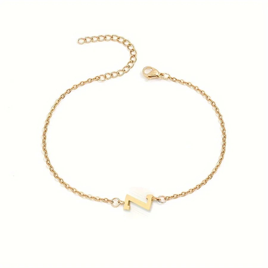 Dainty Feminine Letter Initial Chain Bracelet - Veinci