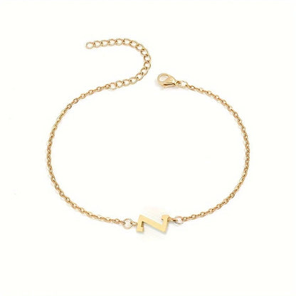 Dainty Feminine Letter Initial Chain Bracelet - Veinci