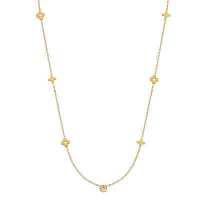 Dainty Floral Diamond Centerpiece Necklace - Veinci