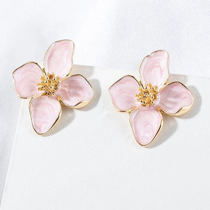 Dainty Floral Hibiscus Earrings - Veinci