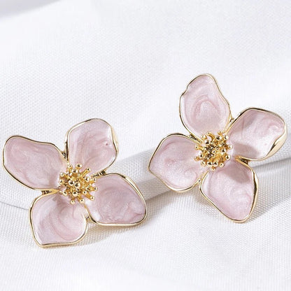 Dainty Floral Hibiscus Earrings - Veinci