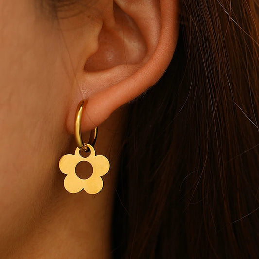 Dainty Floral Hoop Earrings - Veinci