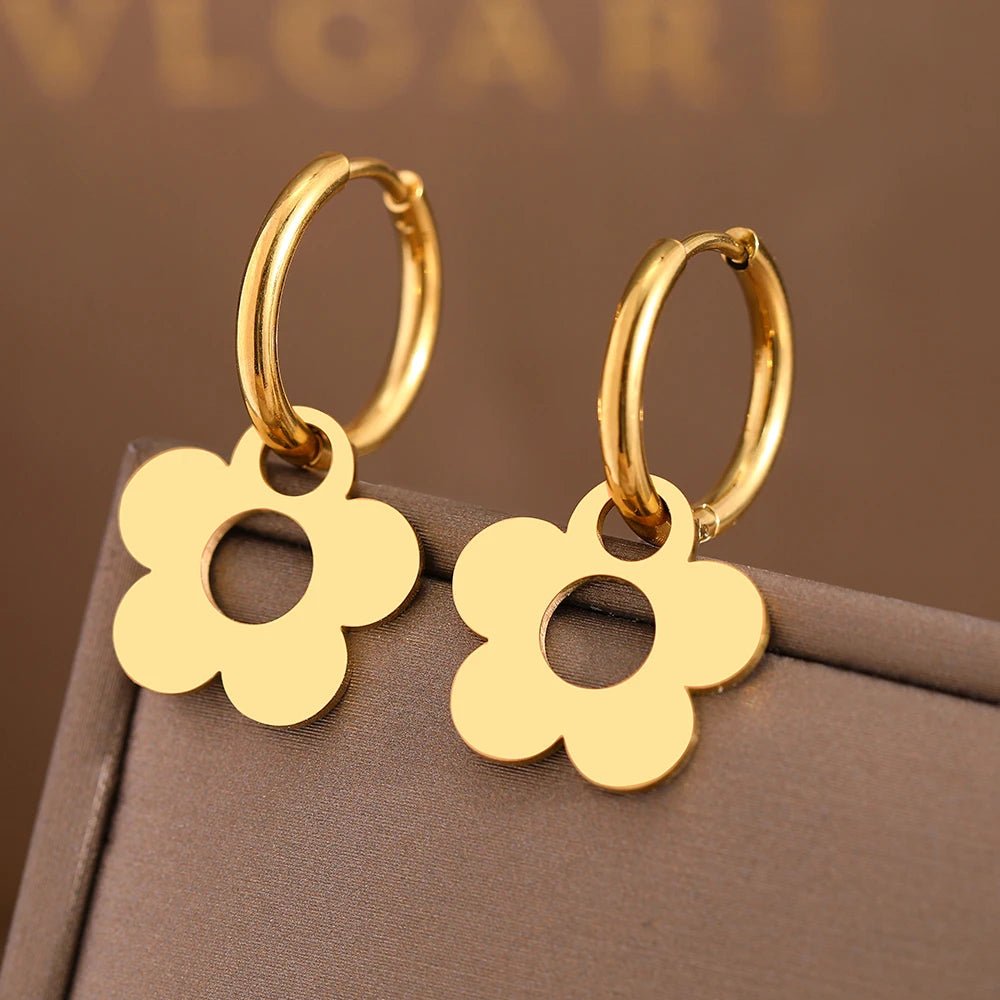 Dainty Floral Hoop Earrings - Veinci