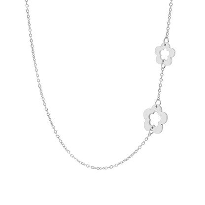 Dainty Floral Outline Neck Pendant Choker Necklace - Veinci