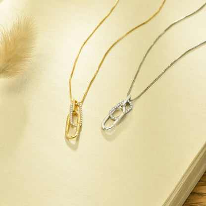Dainty Forever Paperclip Love Necklace - Veinci