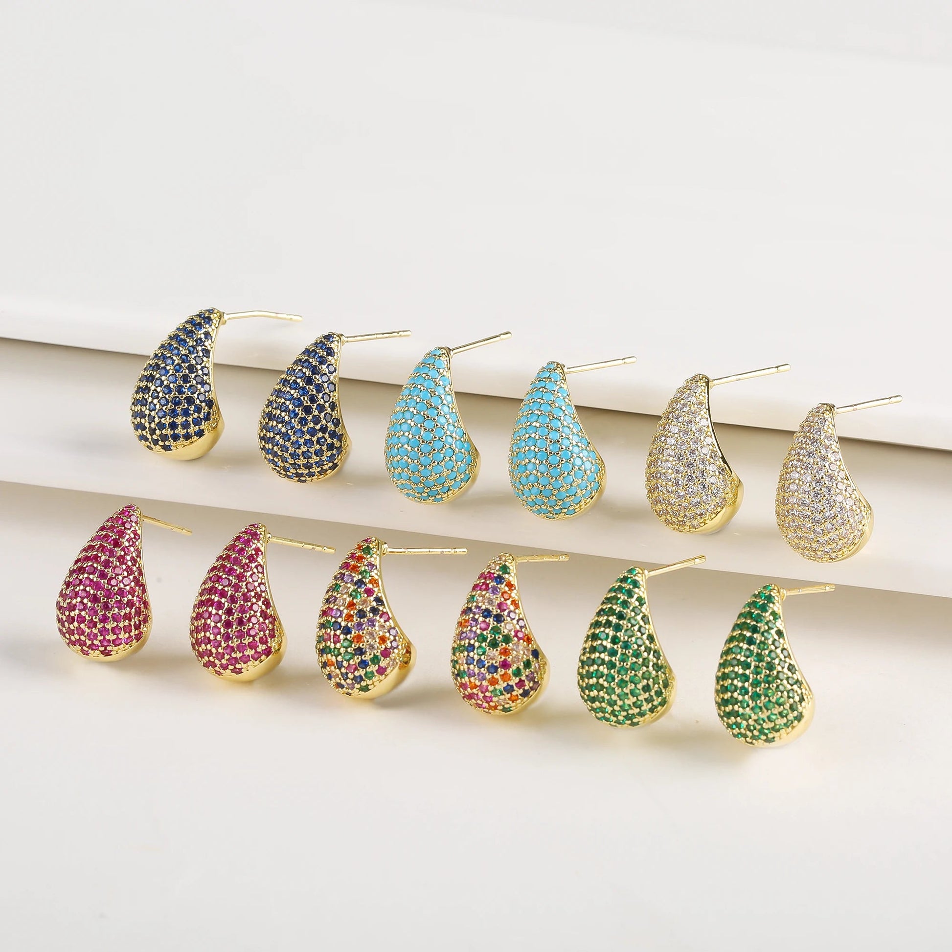 Dainty Glimmering Diamond Teardrop Earrings - Veinci