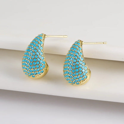 Dainty Glimmering Diamond Teardrop Earrings - Veinci