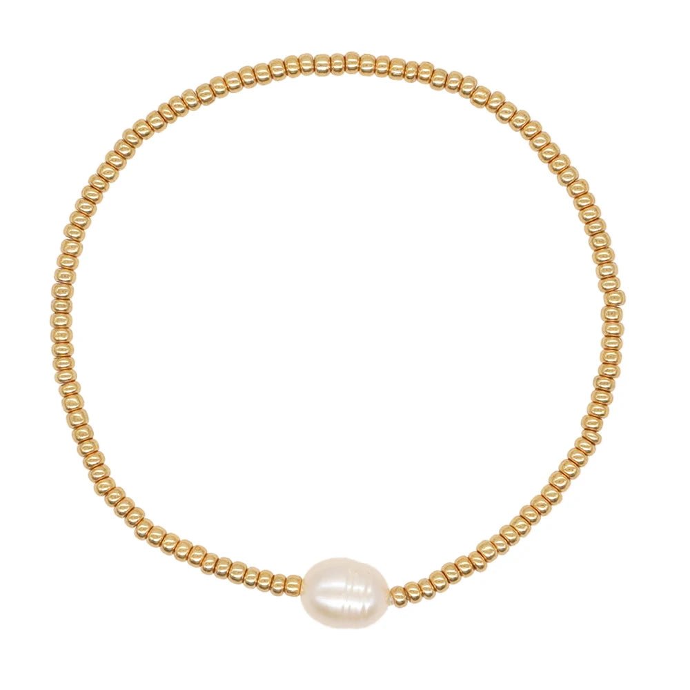 Dainty Gold Beaded Pearl Bracelets - Veinci