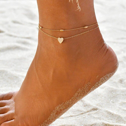 Dainty Heart Anklet - Veinci