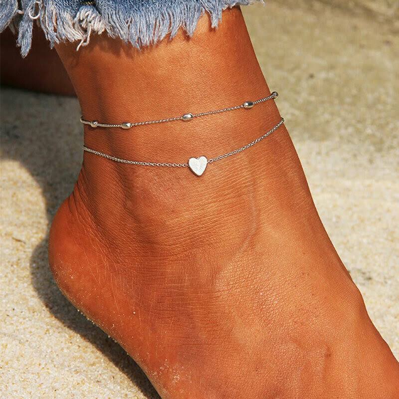 Dainty Heart Anklet - Veinci