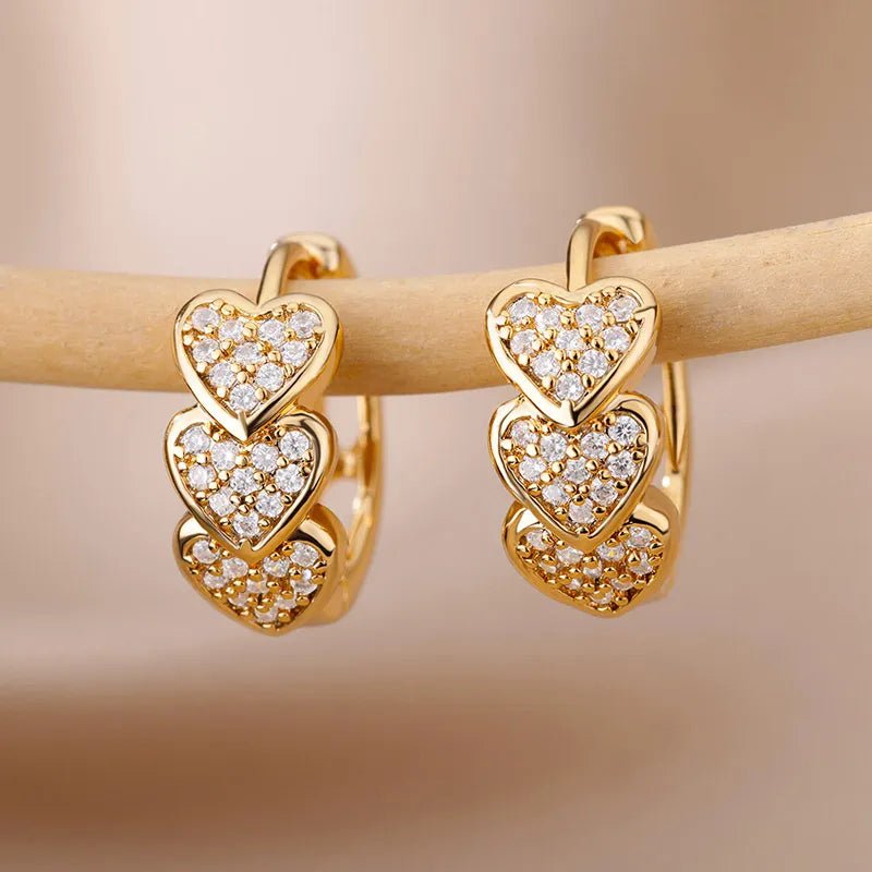 Dainty Hoop Heart Earrings - Veinci